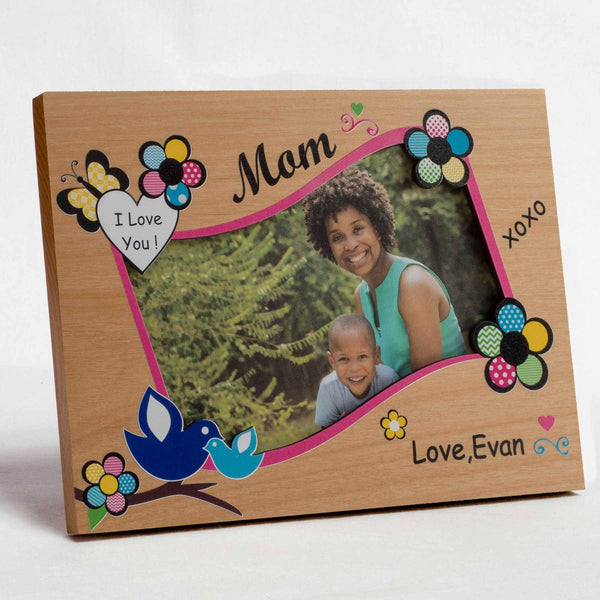 Mom - Whimsical Flowers - Wood