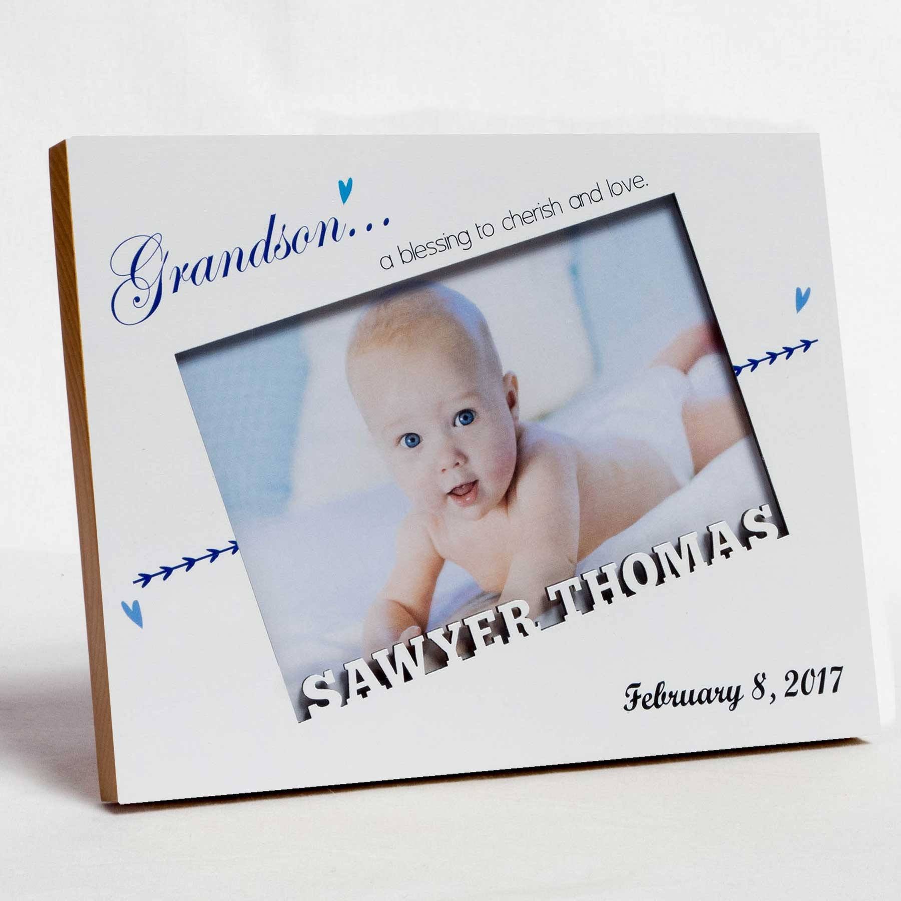 Grandson Boy Birth Frame | Studio1workshop | Personalized Baby Picture ...